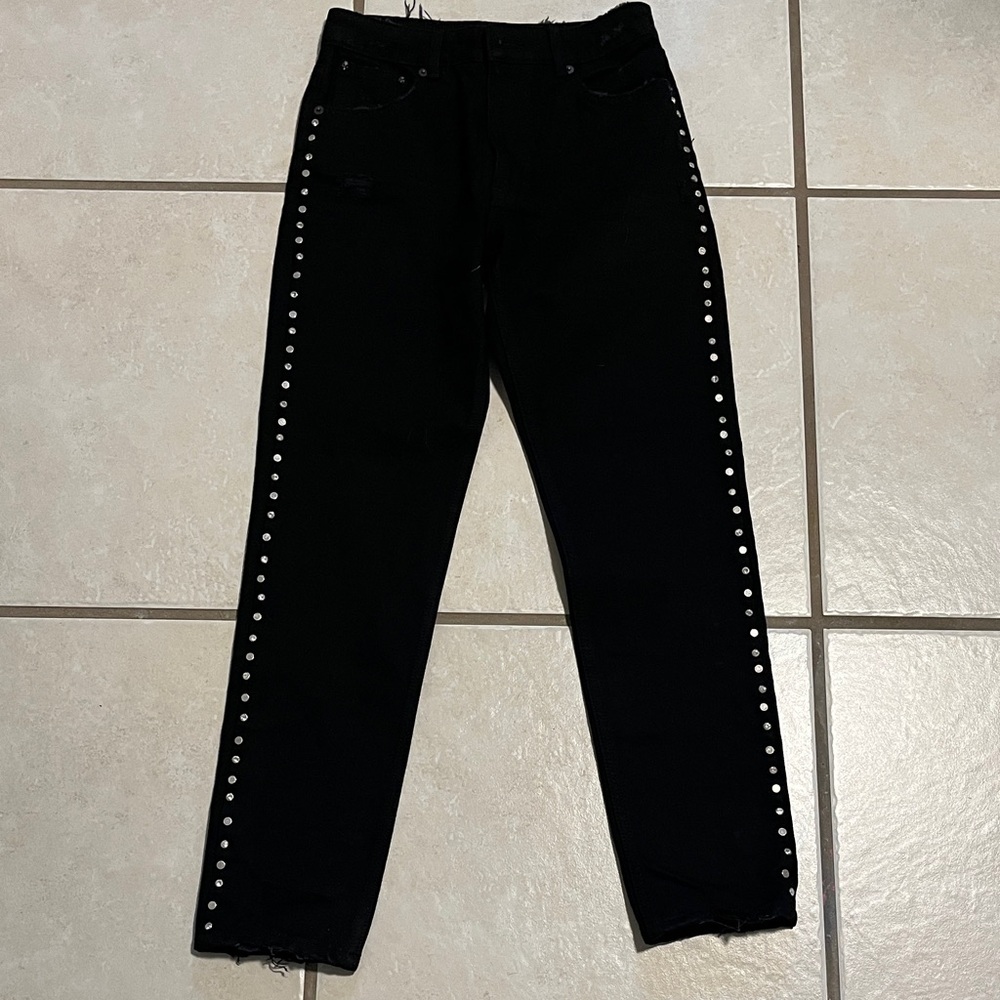 The Kooples Black Stud-Trim Ankle Jeans